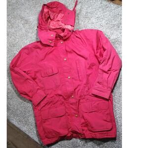 Vintage Eddie Bauer Distressed Pink Hooded Chore Jacket Barn Coat Jacket Large
